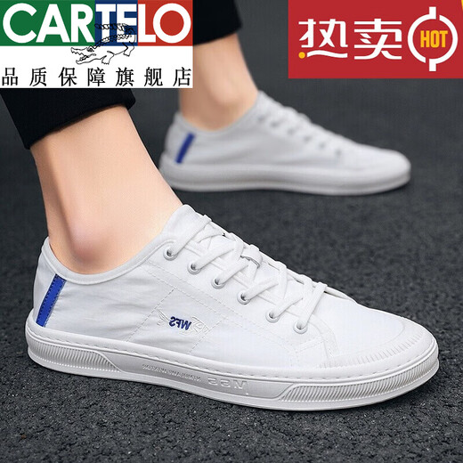CARTELO men's shoes summer breathable 2025 new trendy sporty versatile flat shoes men's casual canvas trendy shoes summer white 41
