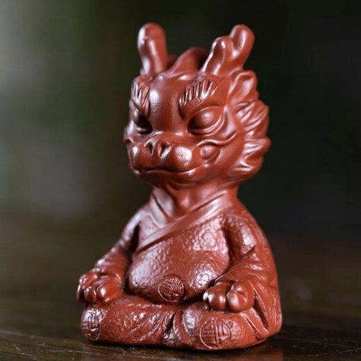 Yixing purple sand fortune dragon tea pet ornaments handmade raw ore Dahongpao toy decoration creative tea ceremony tea set gifts purple sand fortune dragon tea pet