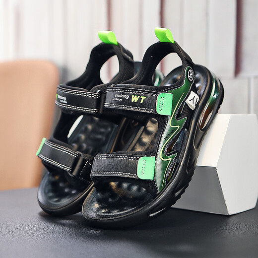 Xuan Tu Shi children's shoes boys sandals summer new children's shoes medium and large children soft bottom breathable children's sandals beach shoes boys 2309 green 30 size