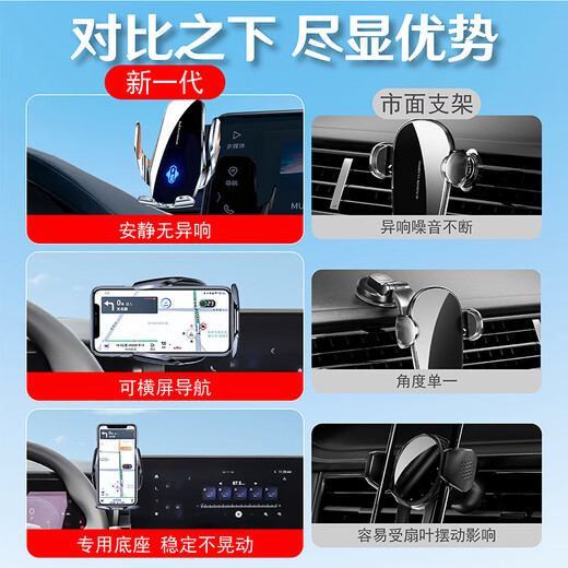 鑫卡威日产14代轩逸手机支架天籁奇骏逍客车载无线充电器屏幕汽车导航 【黑色】无线充电-智能开合-锂电 22-24款轩逸E-POWER (12.3英寸)