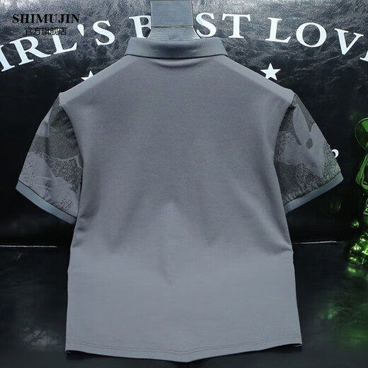 Poesie Hibiscus Trendy Brand Herren Revers Short-Ärmeln Polo Shirt Neues Sommergeschäft Casual Slim Sleeve Shirt Herren SMJ9766Z Black 4xl