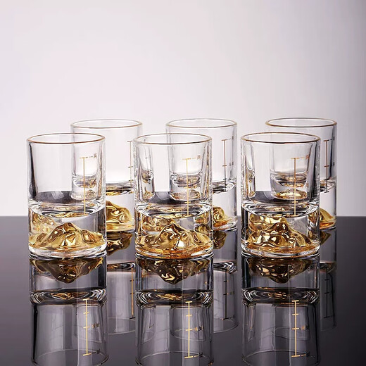 Crytaljulia Jinshan One Liang White Wine Glass Set Home Restaurant Gold Marked Spirit Glass Cup High-end Wine Set Jinshan One Liang White Wine Glass 2 Pack