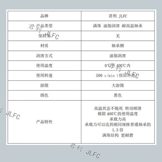 满珠 耐高温轴承 6200 6201 6202 6203 6204 6205 6206 6207 Z 满珠双密封石墨润滑 6200 -10个