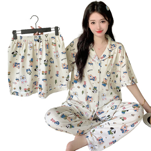 Pajamas Женские Трехступенчатые милые мультипликационные животные для весны и лета для симпатичных мультфильмов для открытой одежды и симпатичной домашней одежды Kk14107 2xl [Рекомендуется 135-145Jin [Jin равняется 0,5 кг]]]