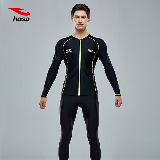 Hosa (hosa) men's swimsuit long-sleeved beach swimsuit Vacation diving surfing suit Black pants L