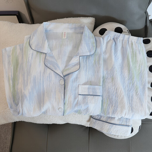 Catman 2025 Frühlings- und Herbst neuer Baumwollgaze-Pyjamas Frauen-Langarmhose Süßes und einfacher Sommer im Freien im Freien 826 # Kleine Blumen # Long Sleeve + Hosen empfohlen 140-160jin [Jin gleich 0,5 kg] 2xl