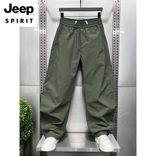
JEEP SPIRIT summer new American casual scimitar pants for men loose thin high street wide-leg pants large size youth harem pants khaki M weight 105-125Jin [Jin equals 0.5 kg]