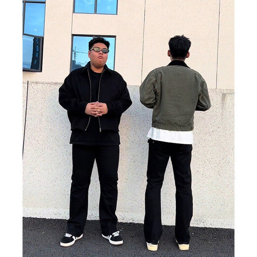 肆缄胖子大码弯刀牛仔裤男大屁股显瘦vibe裤子美式高街宽松大码微喇裤 黑色 3XL 适合160-180斤