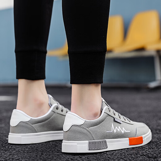 Wang Zhibu (Wangzhibu) Schuhe Herren 2025 Neue Herren -Leinwandschuhe koreanische Stil Sportloser Schuhe Male Studenten personalisierte bequeme Schuhe 6636 Grau und Weiß 40