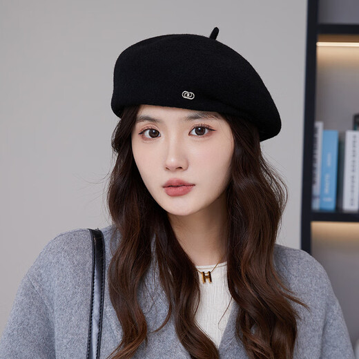 Taoyiyou (taoyiyou) Korean style large head hat for women in autumn and winter, warm and fashionable, versatile wool beret, Korean style face-showing little painter hat E-529 red wool beret, one size fits all