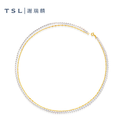 谢瑞麟（TSL）珍珠项链女款925银双层链套链生日BE687 长度约45cm