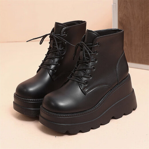 Zhenxi Cos Hochhausschuhe für Dick-Soled-Martin-Stiefel aus Frauen, Schwammkuchen-Sohle, hochhackige Stiefel, Britisch-Stil schwarze, vielseitige Comic-Ausstellungsschuhe, schwarz 8 cm [Größe 37]