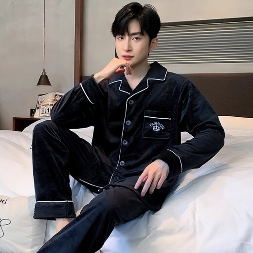 Antarctic pajamas men's autumn and winter flannel day warm thickened velvet couple pajamas home wear pajama pants set 2XL