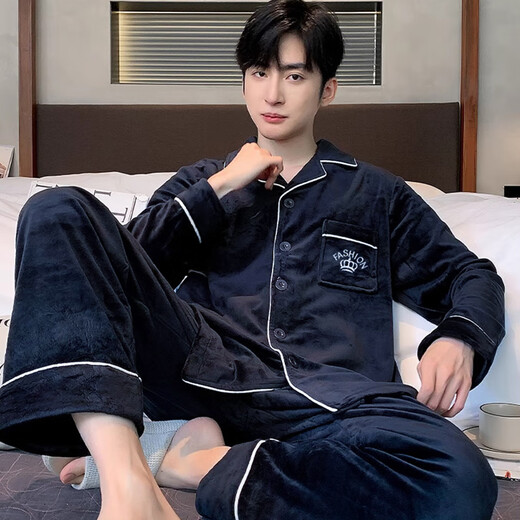 Antarctic pajamas men's autumn and winter flannel day warm thickened velvet couple pajamas home wear pajama pants set 2XL