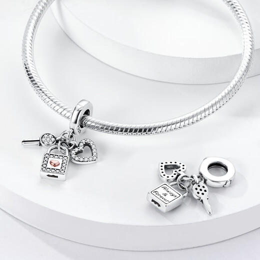 Drjefun Original DIY-Perlen Silber-plattierter Perle-Perlen-Pendell-Pan-Familie-Armband für Halsketten, vierblattklee, unendlicher Glücksanhänger KJC691 Vierblattklee, unendlicher Glücksanhänger Anhänger