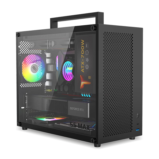 鱼巢 (MetalFish) S5MAX 电脑台式机小机箱 手提迷你桌面 多网孔散热支持180水冷 白色机箱+3个白光风扇