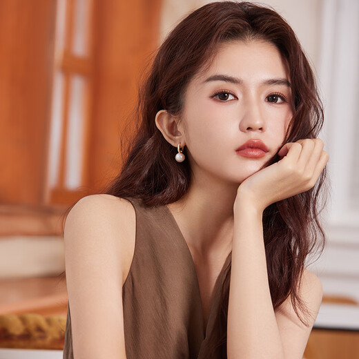 ZLF S925 Silver Stud Earrings for Women, Retro Temperament Imitation Pearl Earrings, Birthday Gift for Girlfriend, Pair of Studs