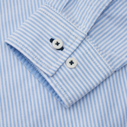 Levi's Levi's Men's American Retro Embroidery Casual Simple Business Commuting Striped Long Sleeve Lapel Shirt Blue Stripe S