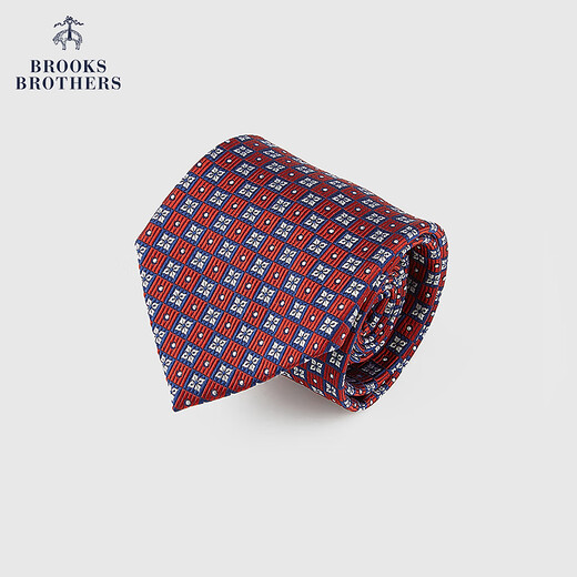 布克兄弟（BrooksBrothers）男士25早秋新款桑蚕丝方格花朵商务领带 6003-红色 OS