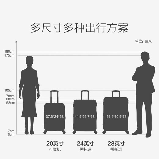 爱华仕行李箱拉杆箱十大品牌旅行箱男登机箱密码箱女大容量箱皮箱子 灰色 20英寸