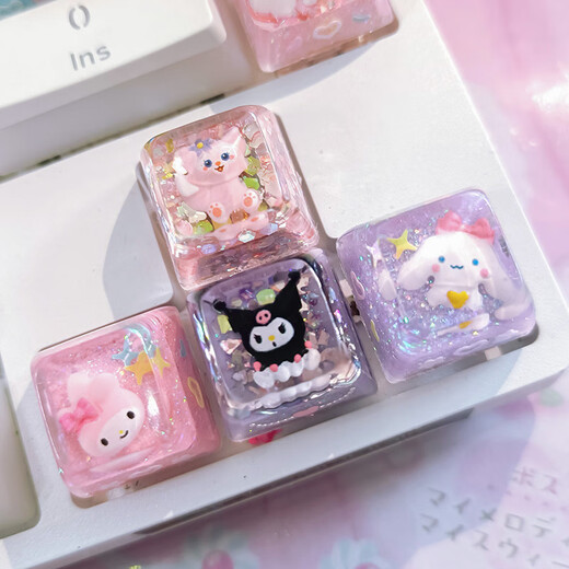 拓普卡库洛米个性键帽滴胶树脂diy定制键帽单个紫色透光手作礼物机械键 库洛米-粉色 | 升级涂装