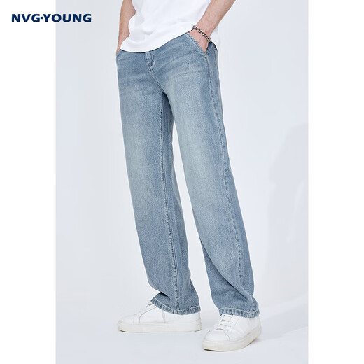 NVG·YOUNG意大利小帆船春秋季弹力牛仔裤男士宽松百搭休闲直筒长裤子