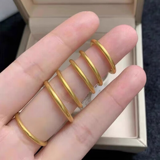 Mansheng Ancient Method Ring Ring for Women Smooth Solid Simulated Alluvial Gold Long-lasting Long-lasting Closed Ring Ring Birthday Gift for Girlfriend Default No. 7, Other Sizes Remarks