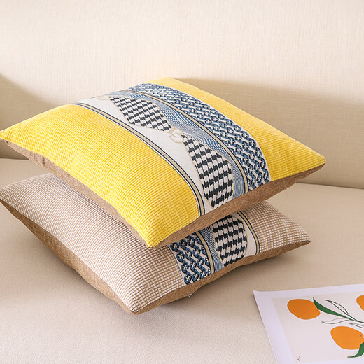 Simple modern sofa pillow with core office nap artifact pillowcase waist pillowcase bedside back cushion customization Lingbo-beige 45x45cm pillowcase + pillow core