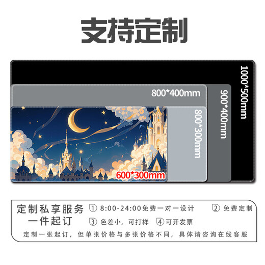 
Three-color cat mouse pad super large 2D landscape office desk pad game e-sports computer keyboard pad student 12803 starry dots 80 cm x 30 cm x 4 mm