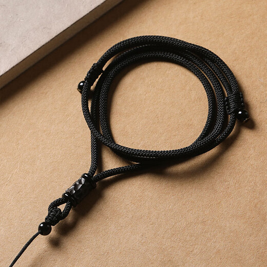 Jingji pendant rope pendant lanyard hand-woven ebony rope jade pendant for men and women Hetian jade pendant rope jade rope ebony lanyard 3mm black style