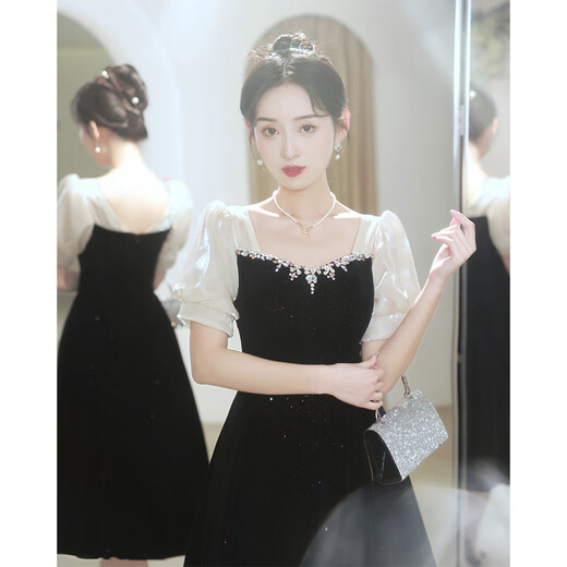 Vestido de noche negro de Seidler Nicho de lujo de lujo de alta gama Daily Daily Adult Gift For Women, las personas pequeñas pueden usar N Black L (recomendado 106-115 Jin [Jin equivale a 0.5 kg])
