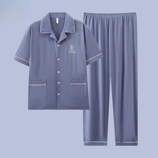 El nuevo pijama masculino de Catman, los pantalones de verano de verano de algodón de manga corta de manga corta para adolescentes, pueden usar trajes de ropa para el hogar G3881 pantalones de manga de manga azul 2XL [sugerido 140-160Jin [Jin equivale a 0.5 kg]]