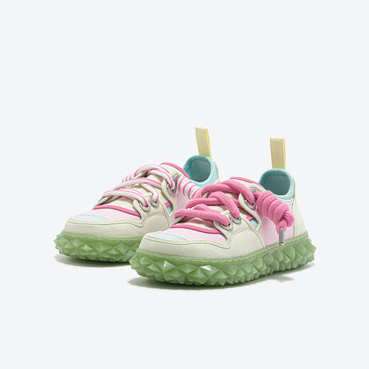 OETZI casual shoes couples new ugly cute canvas shoes with all-match color-blocking thick-soled jelly big head ugly trendy shoes light green/peach red/light blue T24341539 37