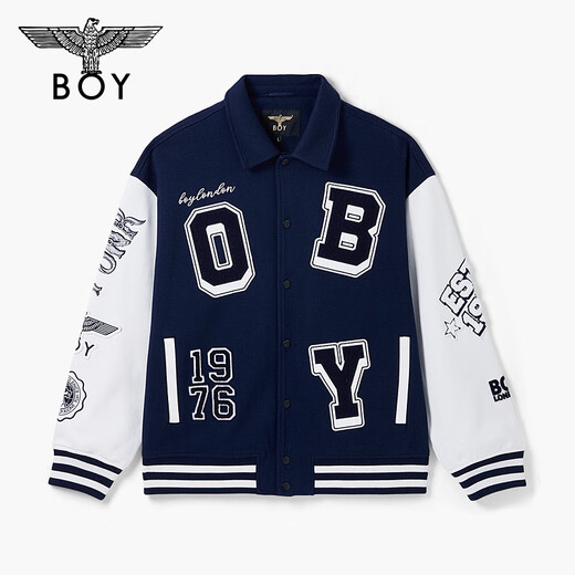 
BOY LONDON [Baseball Boy] Autumn Men and Women's Same Jacket Color Bundle Print Academy Style Fashion Baseball Uniform N12003 Navy Blue Regular L
