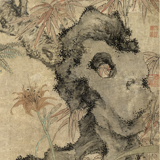 
Lu Guangwu Ruitu of the Yuan Dynasty Ancient Flower and Bird Painting Scroll of literati replica antique paintings Chinese hanging paintings Yuan Ni Zan Qiu Shuyun stone picture 12602 50X105 cm (spraying painting heart size)