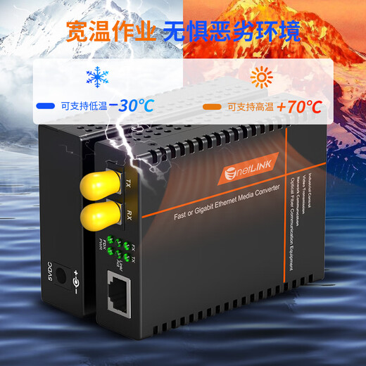NetLink HTB-1100-2KM/ST 100-Multi-Mode Dual-Fiber-Glasfaser-Transceiver Engineering Telecommunications Grad Optoelektronischer Konverter ST Interface One
