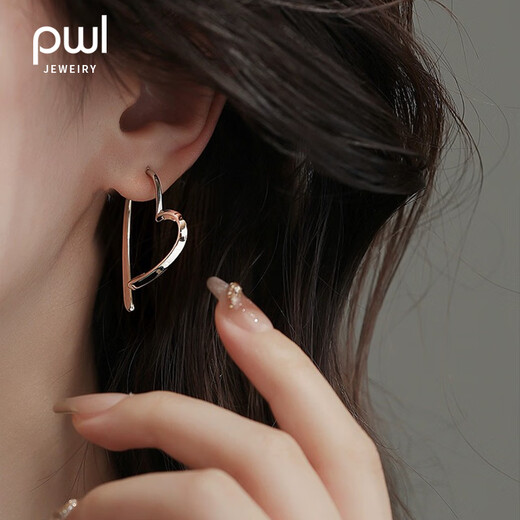 PWL Rose Story Liu Yifei's same love earrings women's plain hoops high-end earrings 2025 new earrings earrings love earrings silver