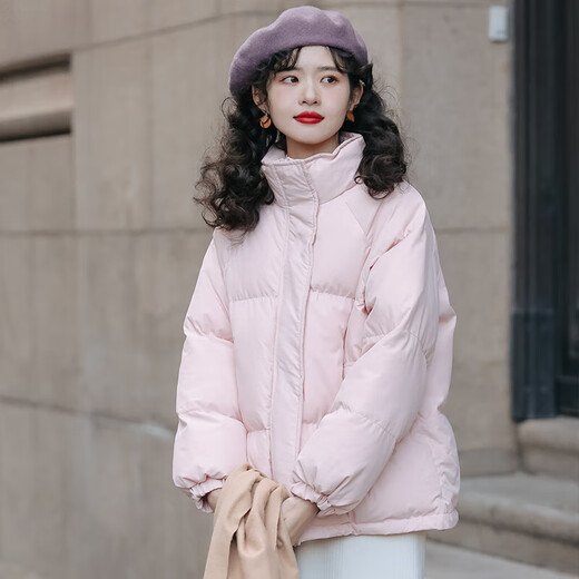 CTOX小个子温柔系加厚棉服外套女2024冬季新款韩版夹棉面包服棉衣 粉色 M 1105斤以内