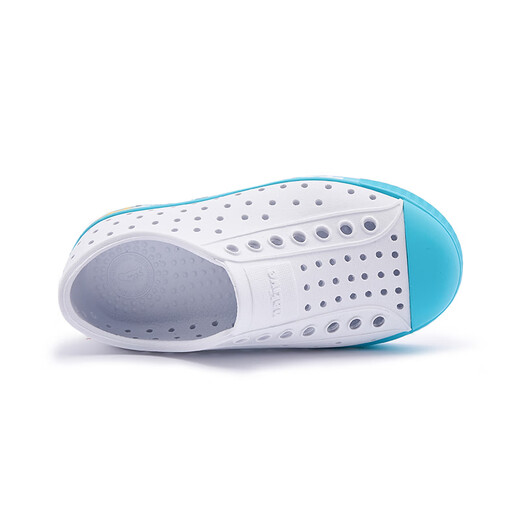 Einheimische Frühlings- und Sommer -neue Pixel -Ära atmungsaktive Männer und Frauen Kinderhöhlenschuhe Strand Kindersandalen - neues weißes Pixel entlang Strip Champagner Blau 28