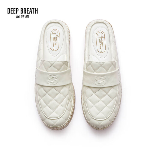 DEEP BREATH深呼吸女鞋休闲通勤百搭穆勒拖鞋渔夫鞋女AX11154 白 37