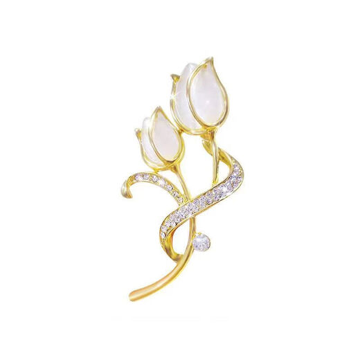 Coriander Cat's Eye Tulip Brooch Niche Elegant Pin Exquisite Suit Sweater Pin Accessories Corsage Tulip B05-302