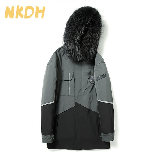 NKDH品牌貉子毛领皮草派克服男旱貂内胆皮毛一体大衣尼克休闲工装外套 图片色 XL 175
