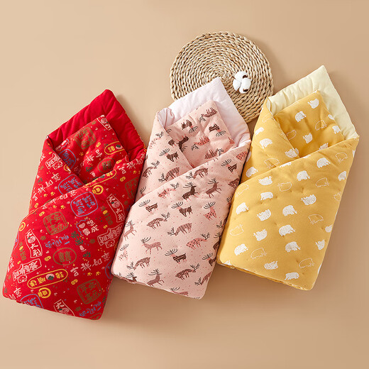 Mianguduo baby quilt, pure handmade cotton quilt, newborn thickened blanket, children's mattress, baby autumn and winter quilt, Gong Xi Fa Cai (autumn and winter style) 100*100cm