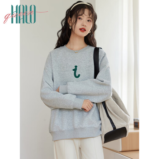 Halo Queen卫衣女春秋i人设计感圆领纯色休闲百搭套头上衣潮流H143W1047