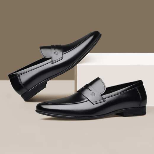 J.Benato brand flagship men's shoes 25 spring and summer new men's business formal leather shoes men's genuine leather slip-on shoes black 40 (250mm)
