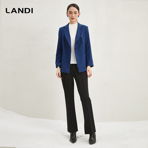 Blue sapphire blue 100 sheep wool one button waist suit jacket women's suit top winter new product dark sapphire blue M