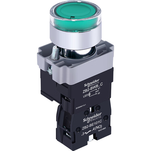 Schneider Electric lighted button switch green LED light switch point self-reset XB2BW33B1C AC/DC24V 1 normally open