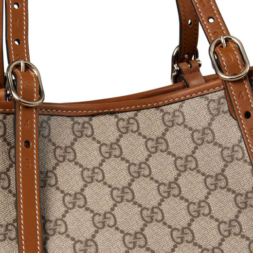 Gucci (GUCCI) women's bag tote bag handbag double G Emblem series new medium tote bag 38-section gift medium beige brown 815213FAD6L9758