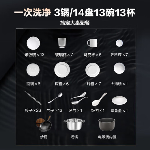 Robam (Robam) No water hanging on the inner wall 105 independent drying 13 sets of Guangyan SX1H integrated decontamination and decontamination embedded household fully automatic dishwasher first-class water efficiency hot air drying integrated decontamination and drying 99.9999% sterilization rate