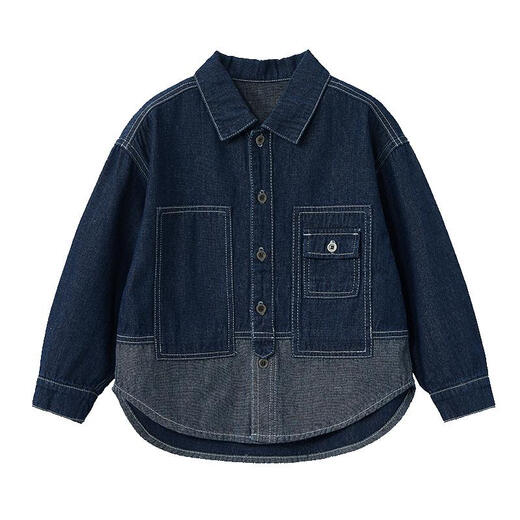 
ASK JUNIOR Boys Jacket 2025 Autumn Medium-Large Children's Denim Jacket Children's Contrast Coat Jacket Trend Blue 150